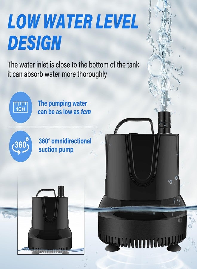 YSSOA 800GPH Submersible Water Pump (3000L/H, 60W) with Bottom Suction, 9.8ft High Lift, 3 Nozzles - Ideal for Fish Tank, Pond, Aquarium, Hydroponics - Image 3